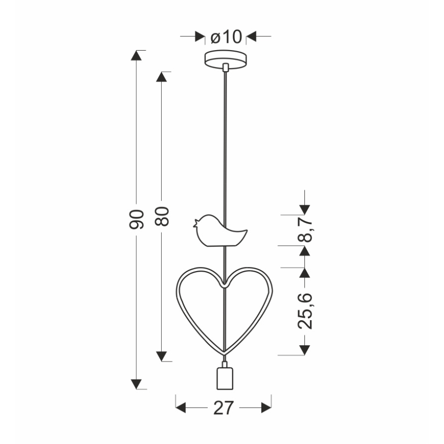 Kinderpendelleuchte HEART 1xE27/20W/230V rosa/weiß