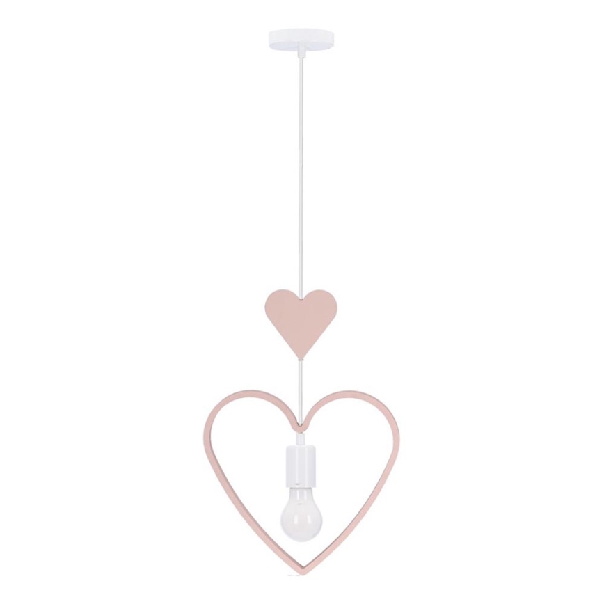 Kinderpendelleuchte HEART 1xE27/20W/230V rosa/weiß