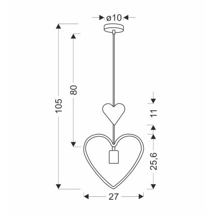 Kinderpendelleuchte HEART 1xE27/20W/230V rosa/weiß