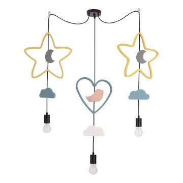 Kinderpendelleuchte TRIO 3xE27/20W/230V gelb/blau/grau