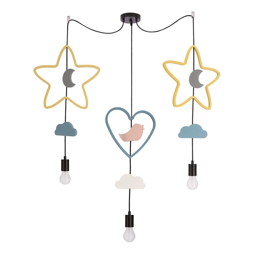 Kinderpendelleuchte TRIO 3xE27/20W/230V gelb/blau/grau