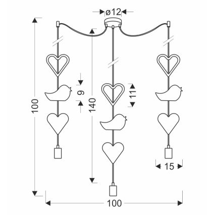 Kinderpendelleuchte TRIO 3xE27/20W/230V rosa/weiß