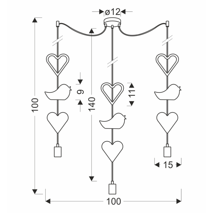 Kinderpendelleuchte TRIO 3xE27/20W/230V rosa/weiß