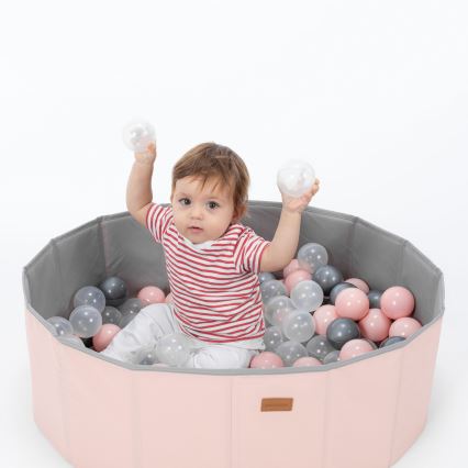 Kinder-Trockenpool mit Bällen, Ø 80 cm, rosa/grau