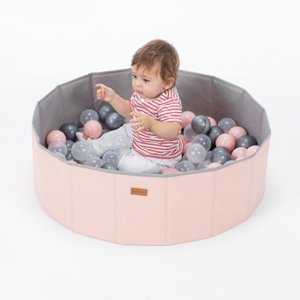 Kinder-Trockenpool mit Bällen, Ø 80 cm, rosa/grau