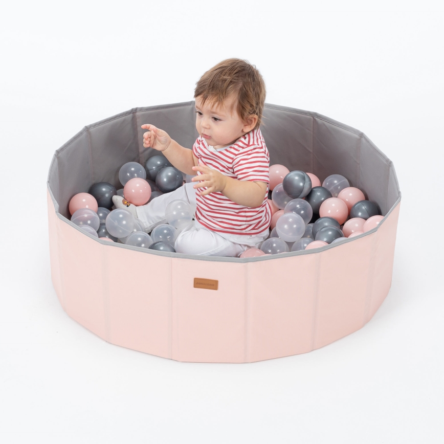 Kinder-Trockenpool mit Bällen, Ø 80 cm, rosa/grau