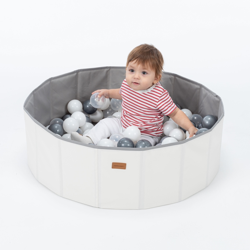 Kinder-Trockenpool mit Bällen, Ø 80 cm, weiß/grau