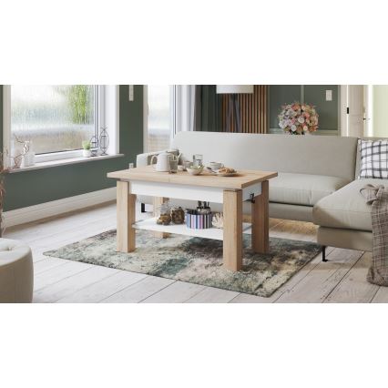Klappbarer Couchtisch mit Ablage ADONIS Eiche sonoma/weiß