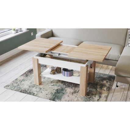 Klappbarer Couchtisch mit Ablage ADONIS Eiche sonoma/weiß