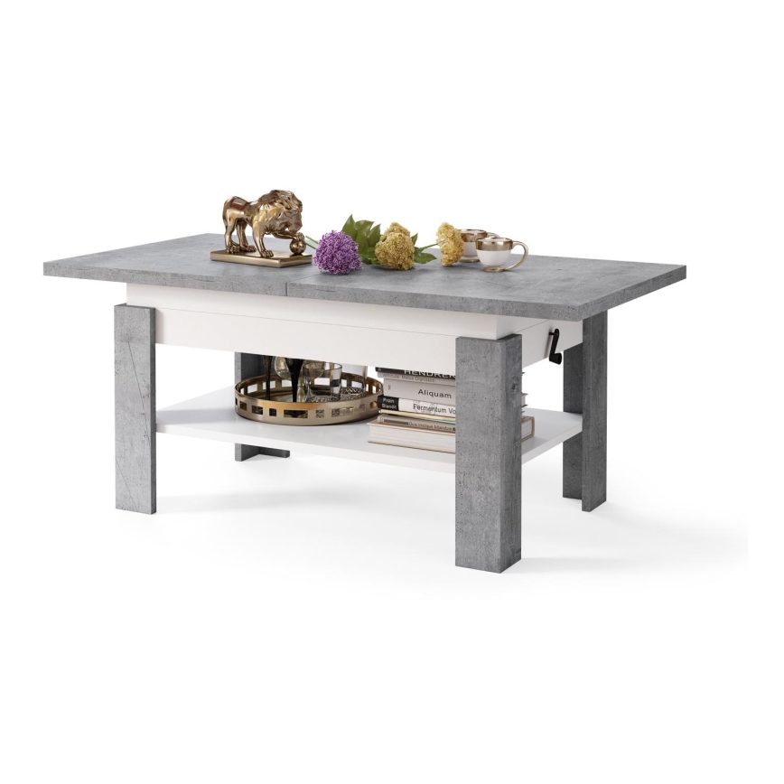 Klappbarer Couchtisch mit anhebbarer Platte ROY grau/weiß