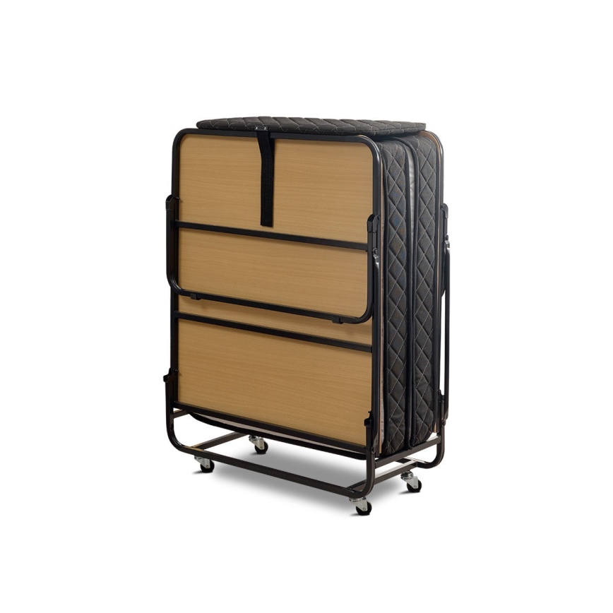 Klappbares Einzelbett aus Metall mit Matratze HERON 90x204 cm, weiß