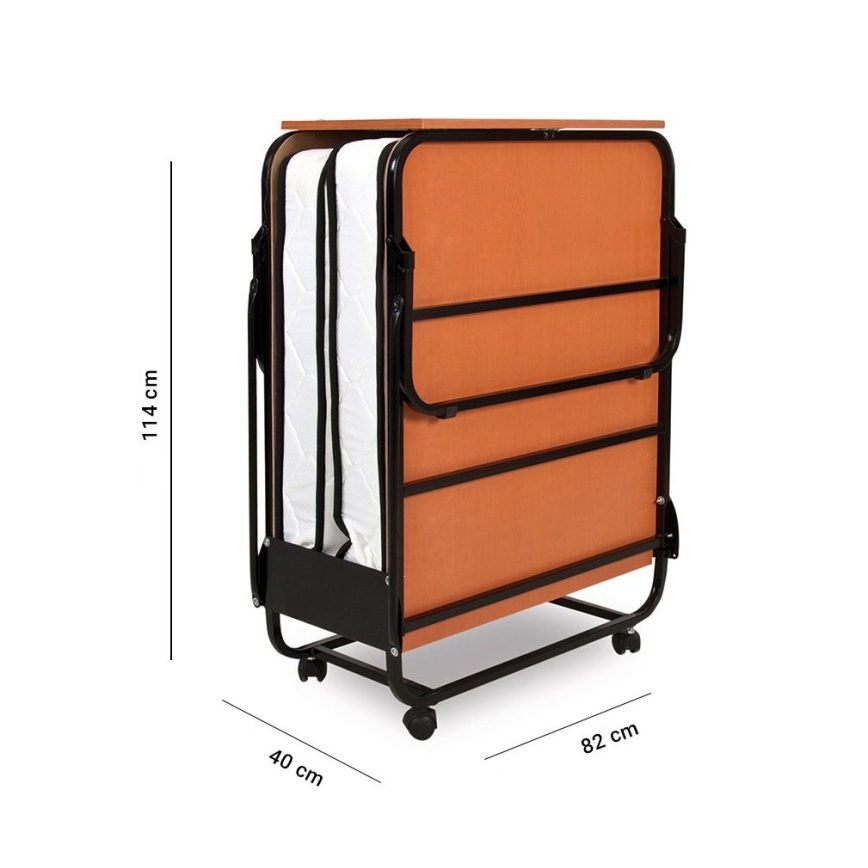 Klappbares Metall-Einzelbett HERON 80x190 cm mit Matratze, weiß – Belastbarkeit 120 kg