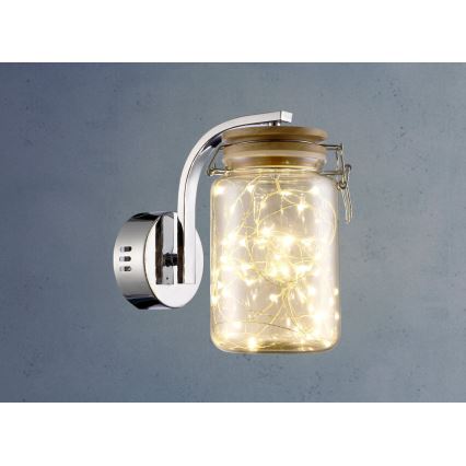 LED Wandleuchte SHOCK LED/5W/230V glänzender Chrom/Holz