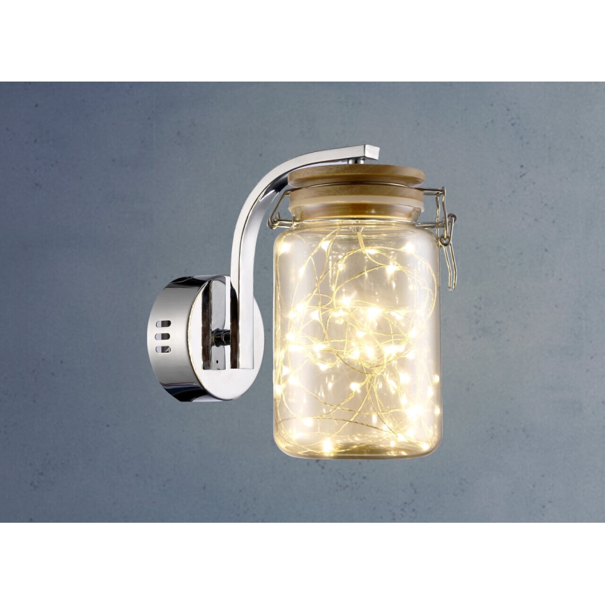 LED Wandleuchte SHOCK LED/5W/230V glänzender Chrom/Holz
