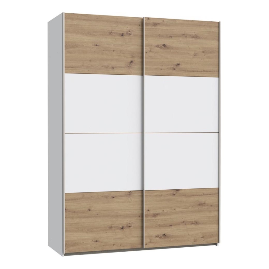 Kleiderschrank KARO 150 × 210 cm Weiß/Artisan-Eiche