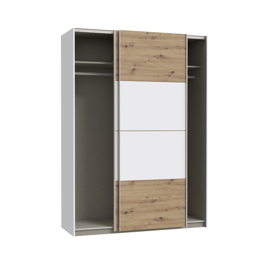 Kleiderschrank KARO 150 × 210 cm Weiß/Artisan-Eiche