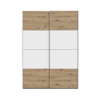Kleiderschrank KARO 150 × 210 cm Weiß/Artisan-Eiche