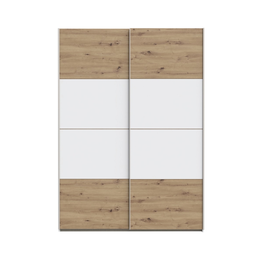 Kleiderschrank KARO 150 × 210 cm Weiß/Artisan-Eiche