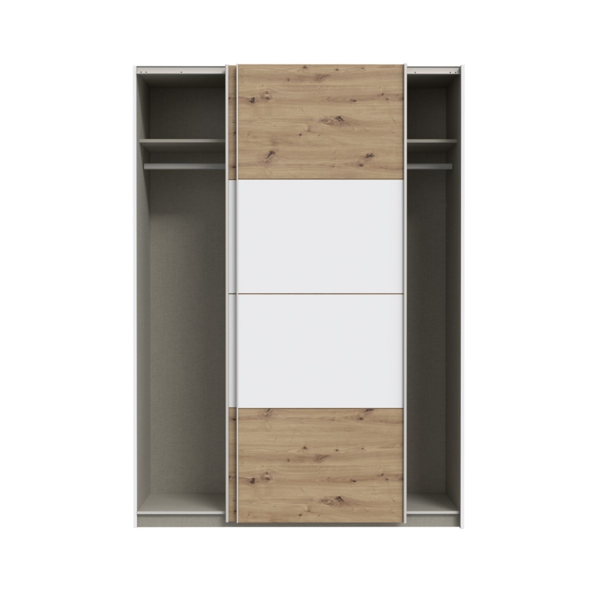 Kleiderschrank KARO 150 × 210 cm Weiß/Artisan-Eiche