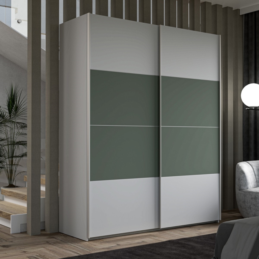Kleiderschrank KARO 170x210 cm grau/grün