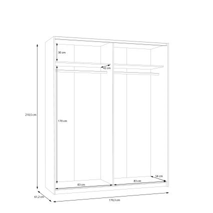 Kleiderschrank KARO 170x210 cm weiß