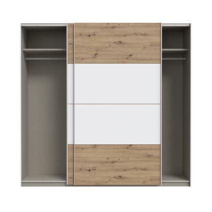 Kleiderschrank KARO 220x210 cm weiß/Artisan-Eiche