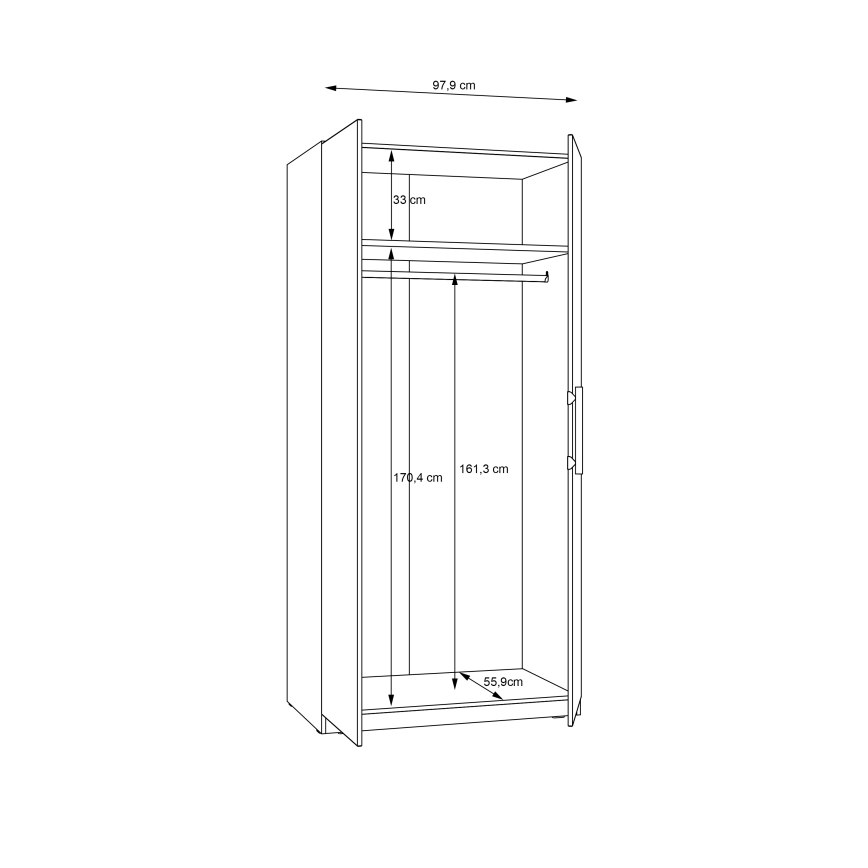 Kleiderschrank MARO 100x213 cm Artisan-Eiche