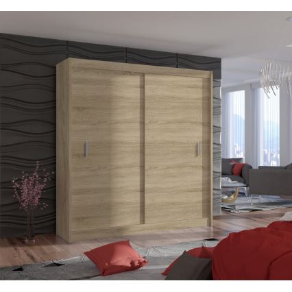 Kleiderschrank mit Schiebetüren SAPHIRA 203x215 cm Eiche Sonoma