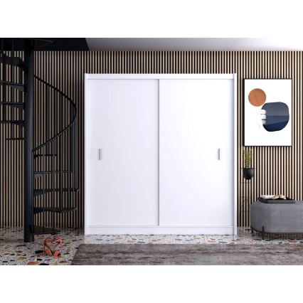 Kleiderschrank mit Schiebetüren SAPHIRA 203x215 cm weiß
