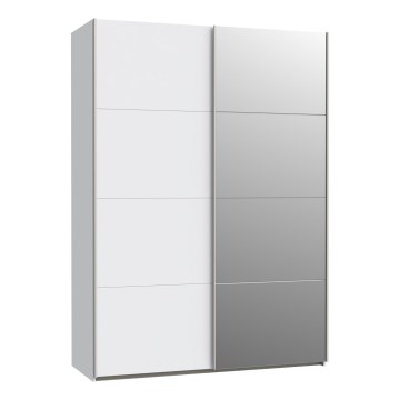 Kleiderschrank mit Spiegel KARO 150x210 cm weiß