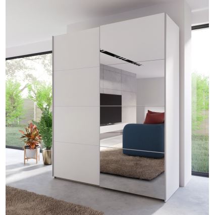 Kleiderschrank mit Spiegel KARO 170 x 210 cm, weiß