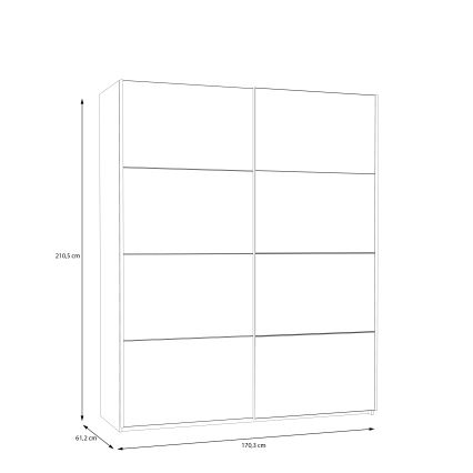 Kleiderschrank mit Spiegel KARO 170 x 210 cm, weiß