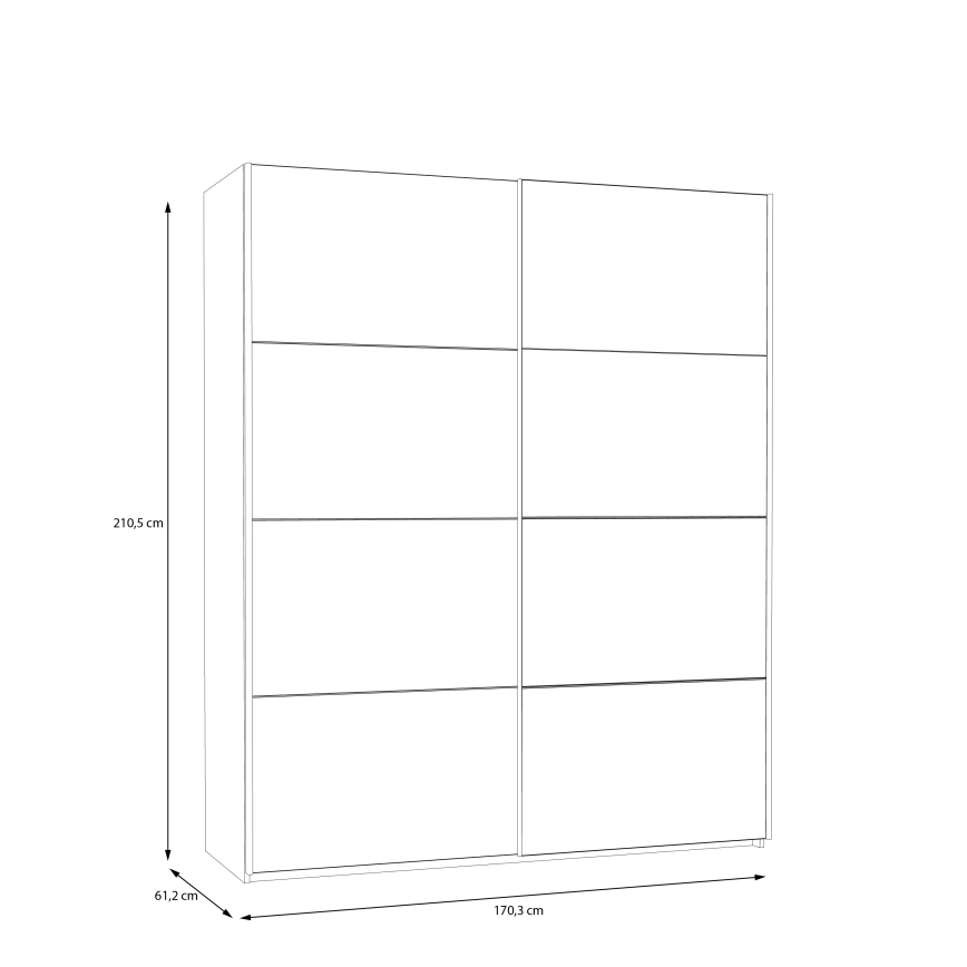 Kleiderschrank mit Spiegel KARO 170 x 210 cm, weiß