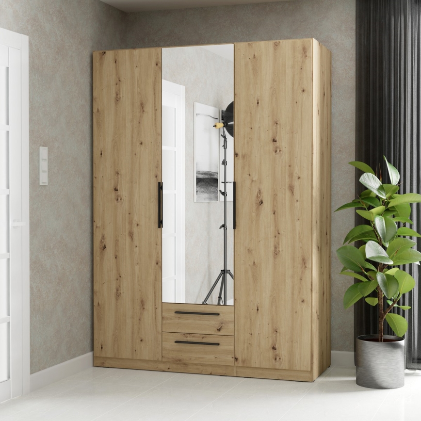 Kleiderschrank mit Spiegel MARO 150x213 cm Artisan-Eiche
