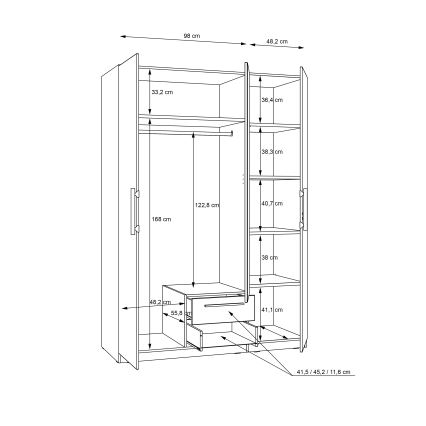 Kleiderschrank mit Spiegel MARO 150x213 cm Artisan-Eiche