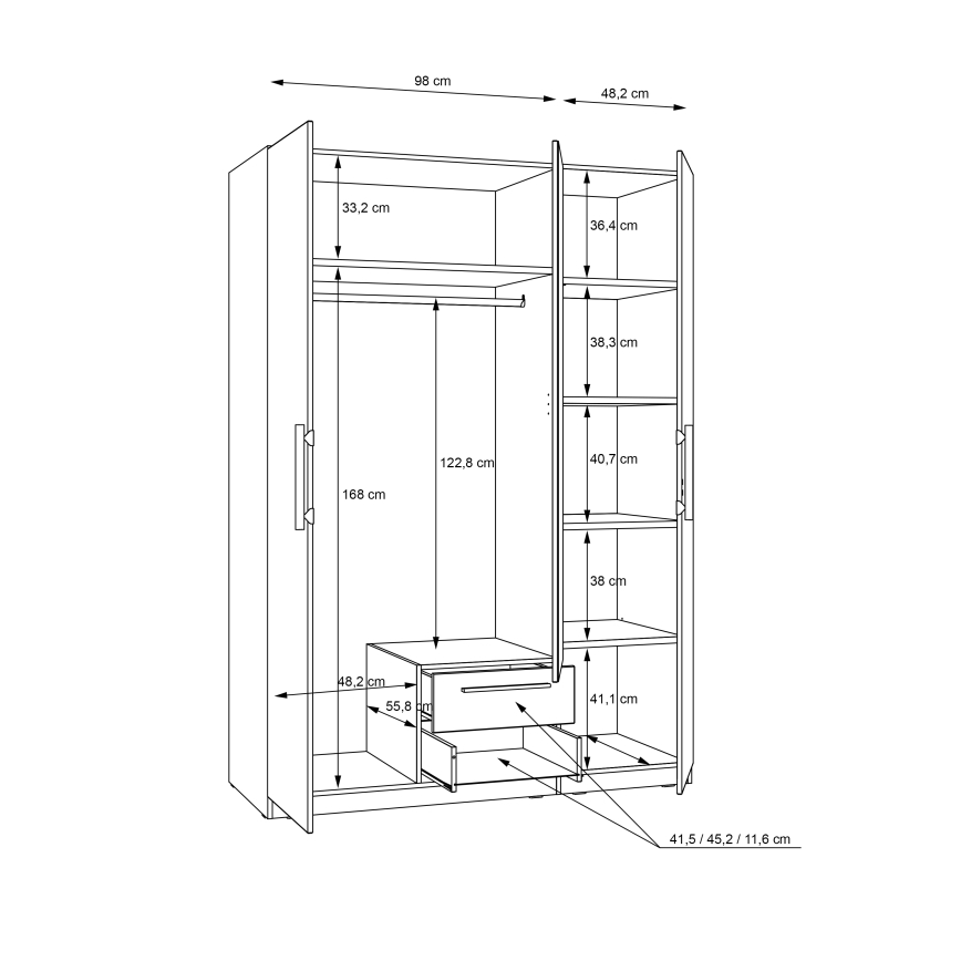 Kleiderschrank mit Spiegel MARO 150x213 cm Artisan-Eiche