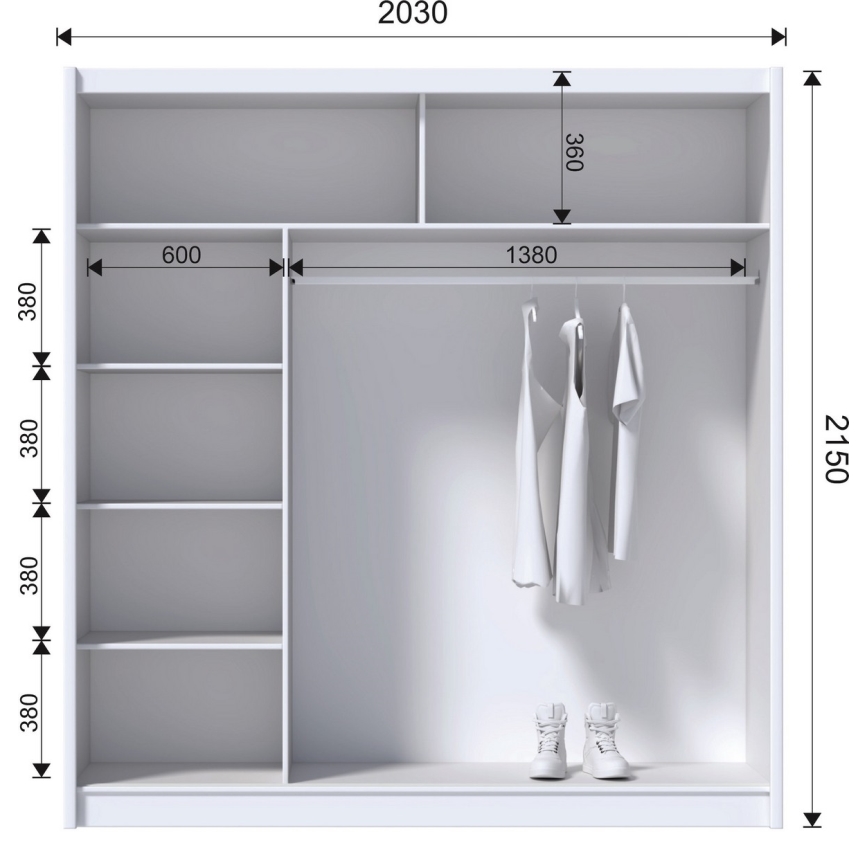 Kleiderschrank mit Spiegel MIRO 203x215 cm Eiche Craft/schwarz