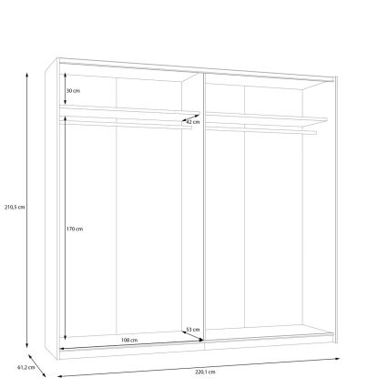 Kleiderschrank mit Spiegel ODEN 220x210 cm beige