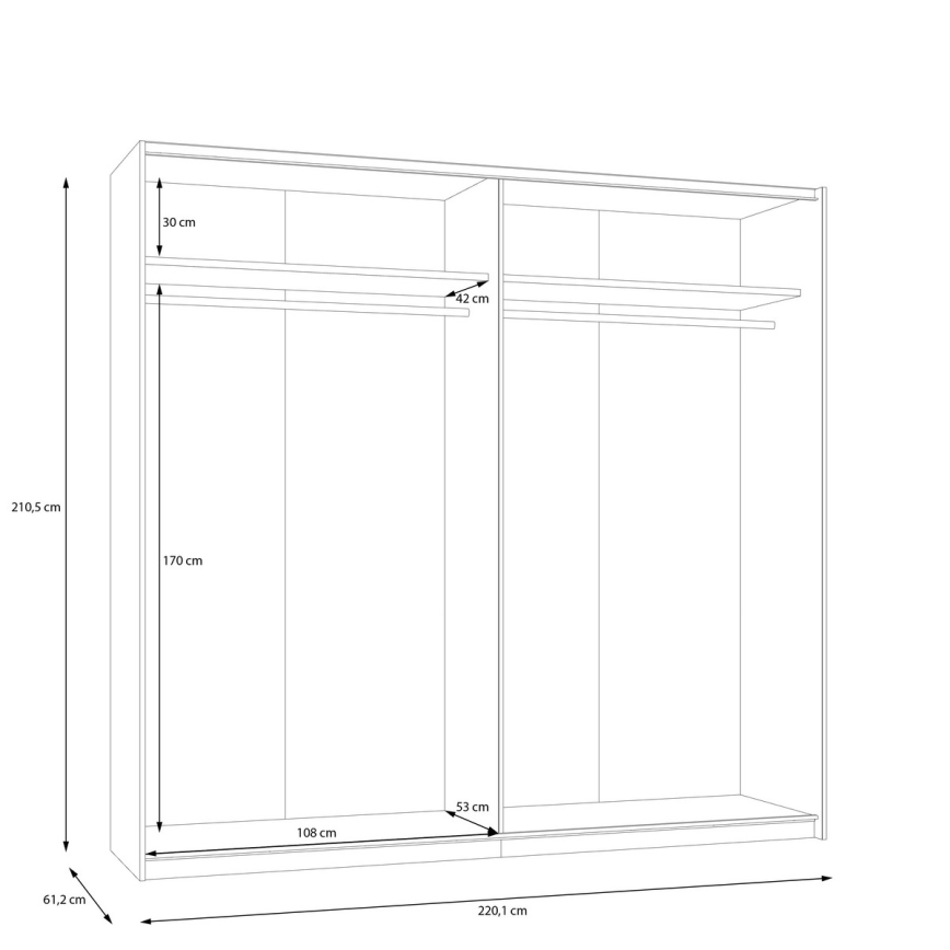 Kleiderschrank mit Spiegel ODEN 220x210 cm beige