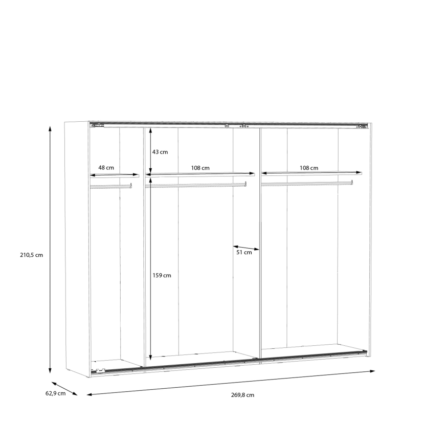 Kleiderschrank mit Spiegel OREN 270x210 cm Artisan-Eiche