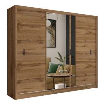 Kleiderschrank mit Spiegel SABRINA 250x215 cm Wotan-Eiche