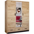 Kleiderschrank mit Spiegel SANNA 150x215 cm Eiche Craft
