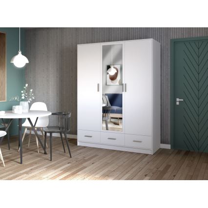 Kleiderschrank mit Spiegel SANNA 150x215 cm weiß