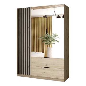 Kleiderschrank mit Spiegel VISTA 150x215 cm Artisan-Eiche/Graphit