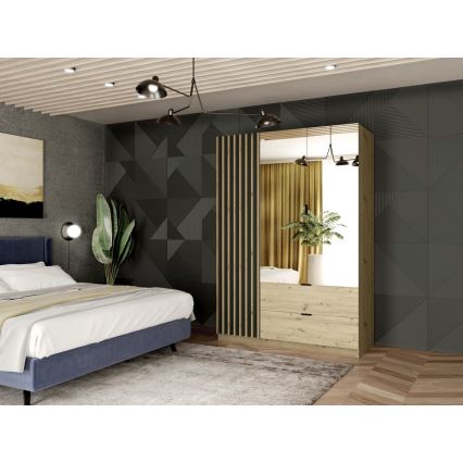 Kleiderschrank mit Spiegel VISTA 150x215 cm Artisan-Eiche/Graphit