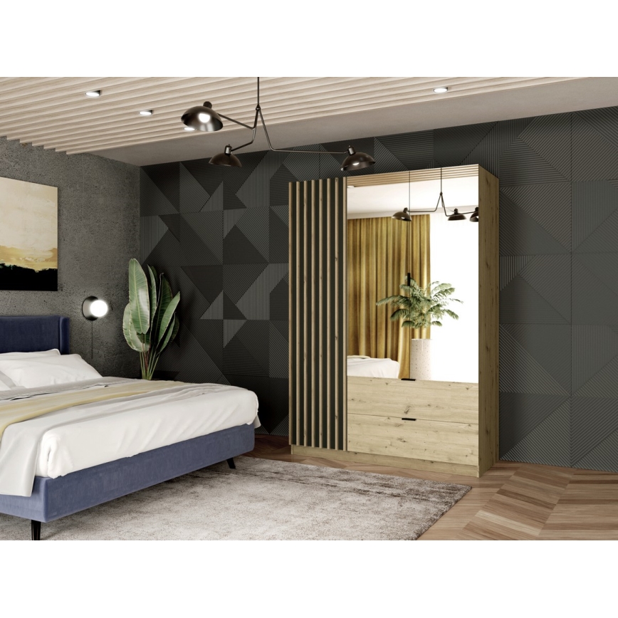 Kleiderschrank mit Spiegel VISTA 150x215 cm Artisan-Eiche/Graphit