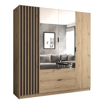 Kleiderschrank mit Spiegel VISTA 200x215 cm Eiche Artisan/Graphit