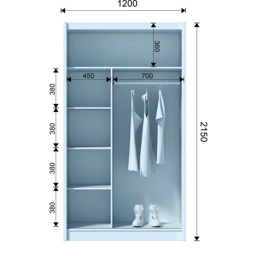 Kleiderschrank SABRINA 120x215 cm Eiche Craft