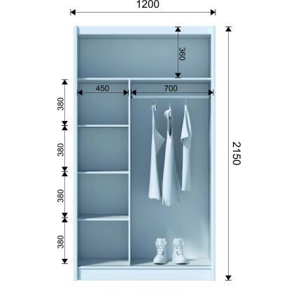 Kleiderschrank SABRINA 120x215 cm weiß