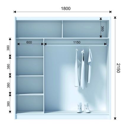 Kleiderschrank SABRINA 180x215 cm Eiche Craft